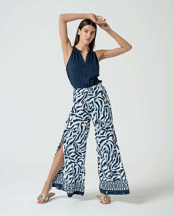 Pantalon amplio azul Surkana